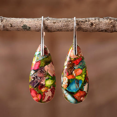 Sunlit Paintings Jasper Teardrop Earrings-Your Soul Place